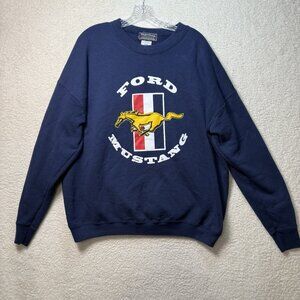 Vintage Mens XXL Ford Mustang Pullover Blue Sweatshirt Ford Motors Co. Classics